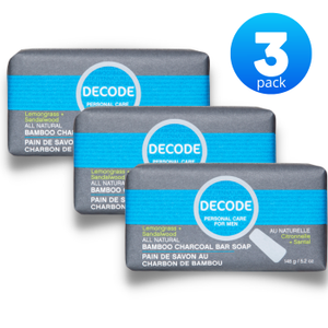Hush Brands 3PACK Decode Personal Care For Men Lemongrass Sandalwood 竹纖維 Charcoal 潔膚皂|148g|Paper Packaging|LIMITED QUANTITIES