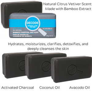 Hush Brands 3Pack Decode Personal Care For Men 柑橘 Vetiver 竹纖維 Charcoal 潔膚皂|148g|Original Packaging|LIMITED QUANTITIES! 產品細節圖