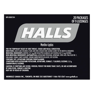 Halls 特強薄荷無添加糖潤喉糖 (9粒 x 20包) 產品圖片 3