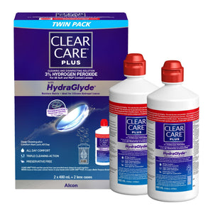 Clear Care Plus HydraGlyde 雙氧水隱形眼鏡深層潔淨消毒液 (480mL x 2 + 鏡盒 x 2) 產品圖片 1-Lohas 銀髮健康選品