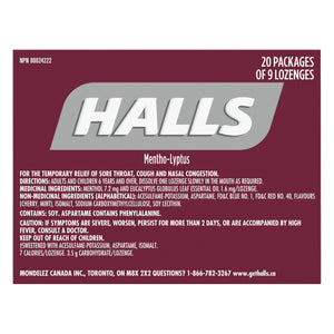 Halls 黑櫻桃味無添加糖潤喉糖 (9粒 x 20包) 產品圖片 3