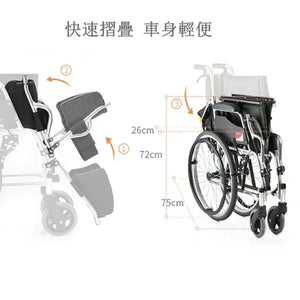魚躍 Yuwell H053C 手動輪椅車 (小巧折背輕便款) - 樂耆同行 Lohas Elderly-香港樂齡長者用品專門店