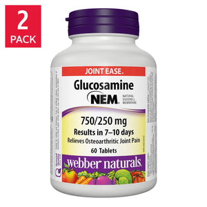 Webber Naturals 葡萄糖胺 + NEM® 天然蛋殼膜片 (60片 x 2樽) 產品圖片 1-Lohas 銀髮健康選品