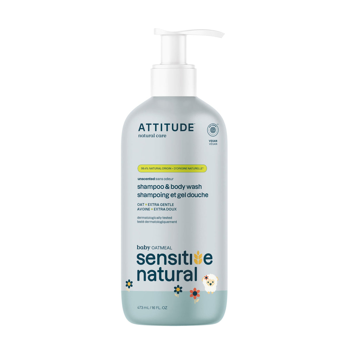 【Direct from Canada】ATTITUDE Baby 2-in-1 Shampoo & Body Wash | Sensitive Skin