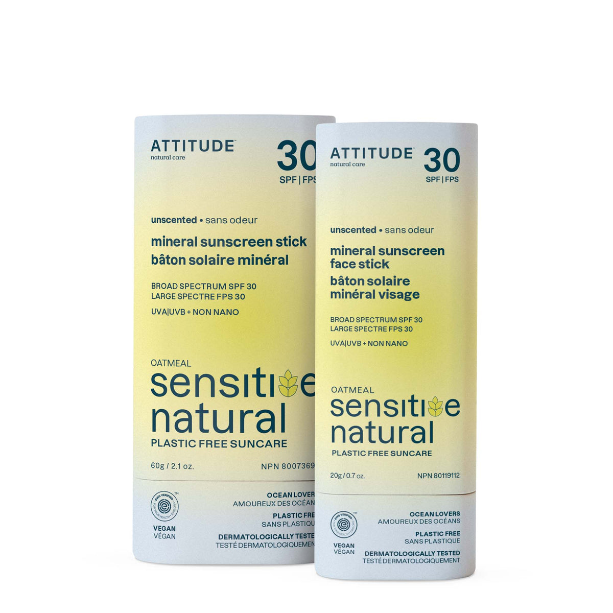ATTITUDE 礦物 Sunscreen Stick 雙件裝 Face & Body｜Spf 30 敏感肌 主產品圖