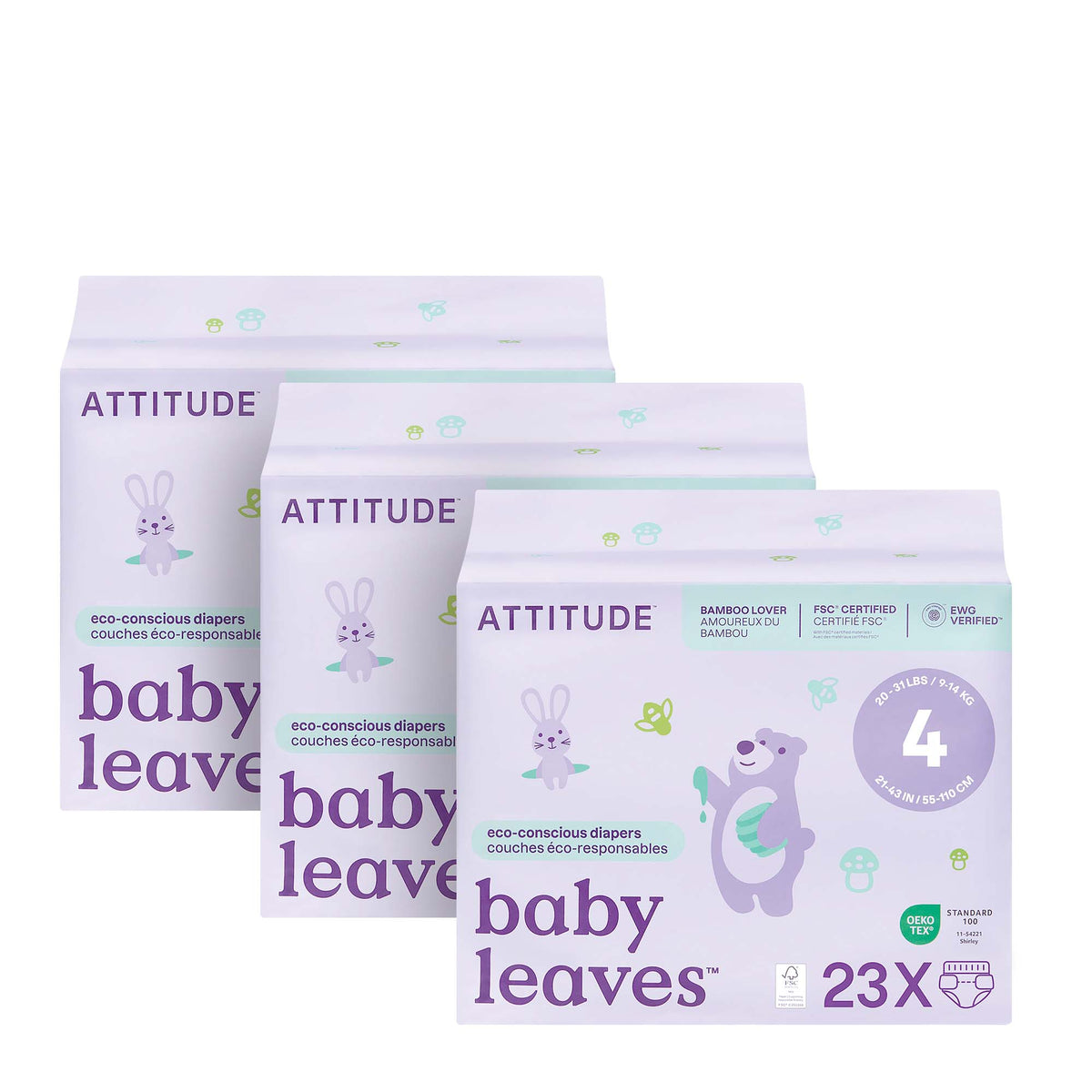 [Direct from Canada] ATTITUDE Diapers Size 3 | 3-Pack