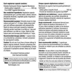 Webber Naturals NEM 天然蛋殼膜 (速效關節配方) 500mg (100粒 植物膠囊) | 海外代購 - canadahk