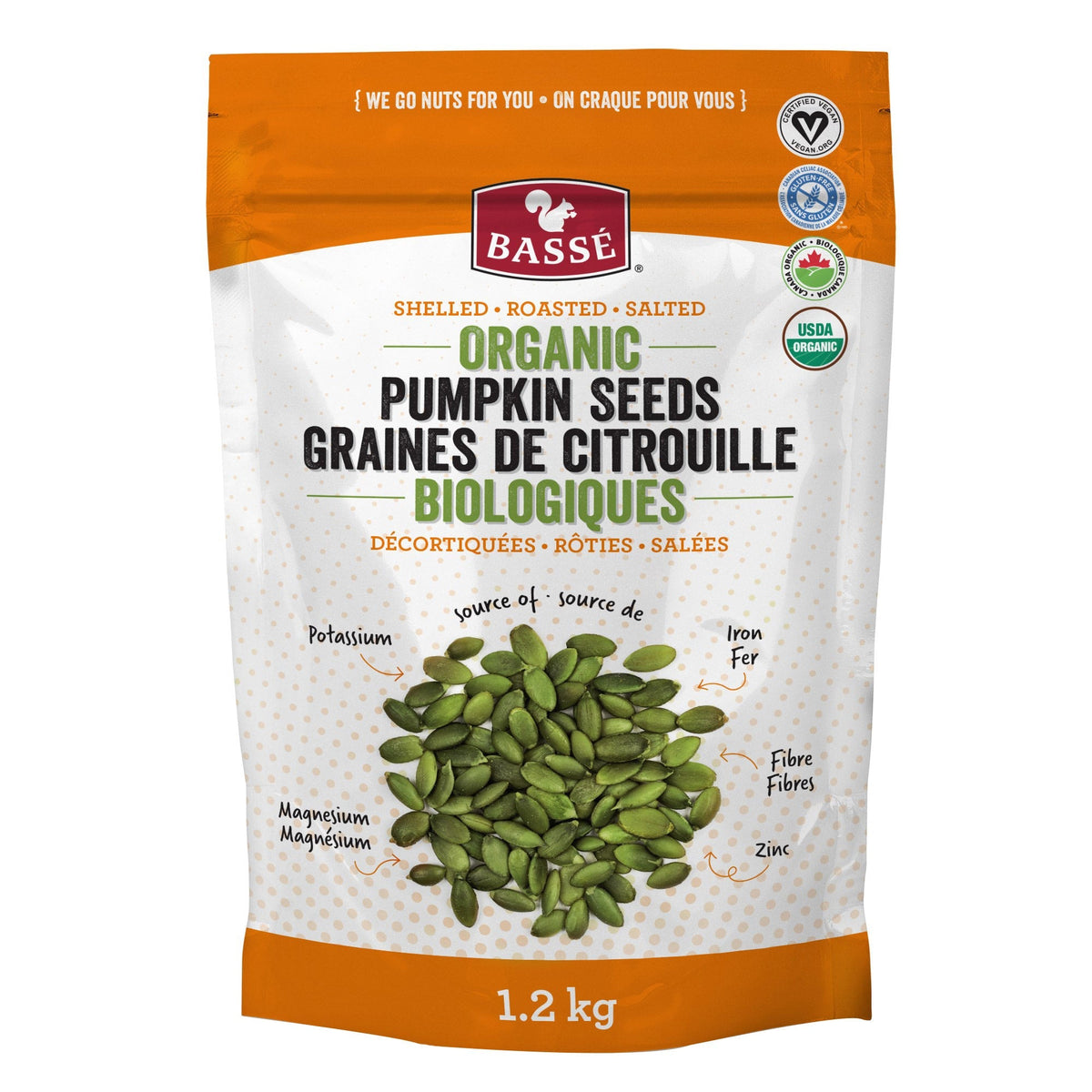 Bassé Organic Pumpkin Seeds High-Fiber Plant Protein (1.2kg)
