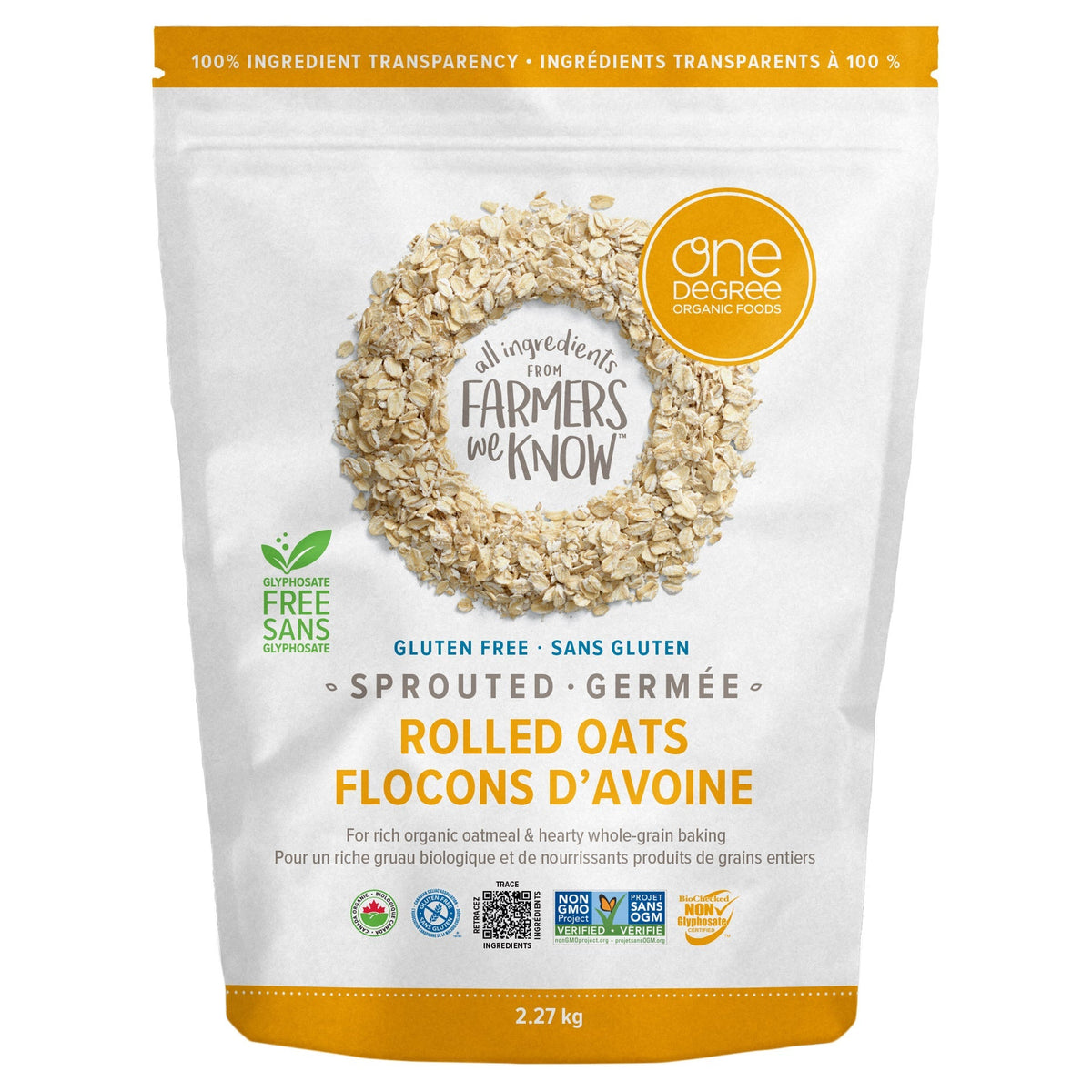 One Degree Organic Sprouted Rolled Oats (2.27kg) | Overseas Purchasing