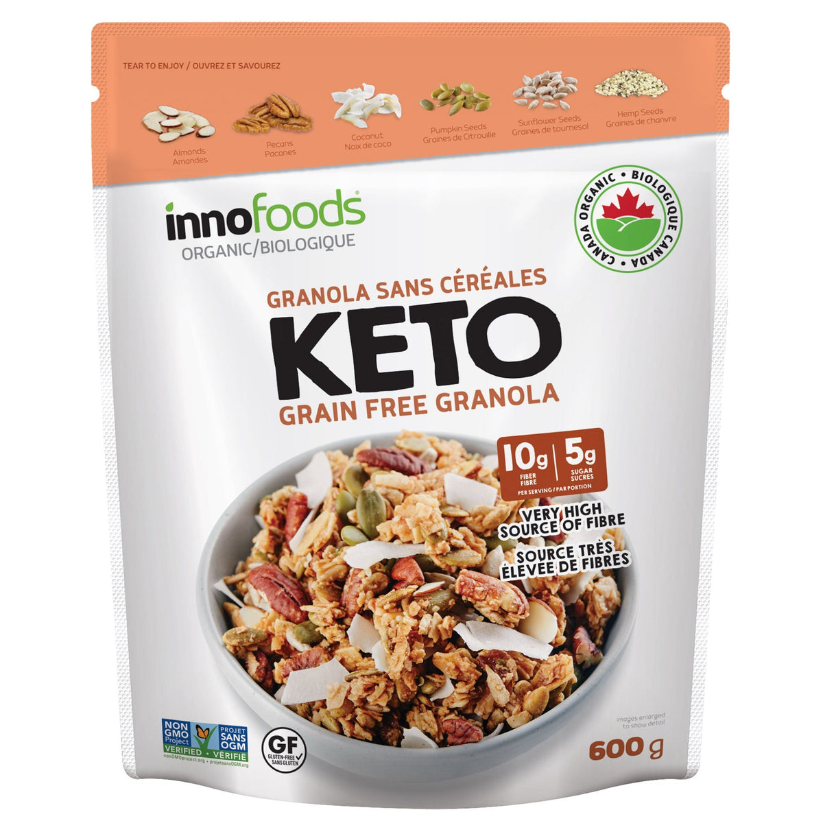 InnoFoods 有機 Keto 無穀物 Granola 燕麥脆脆 (600g) 產品圖片 1－Lohas 銀髮健康選品