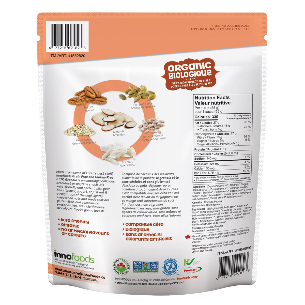 InnoFoods 有機 Keto 無穀物 Granola 燕麥脆脆 (600g) 產品圖片 2－Lohas 銀髮健康選品