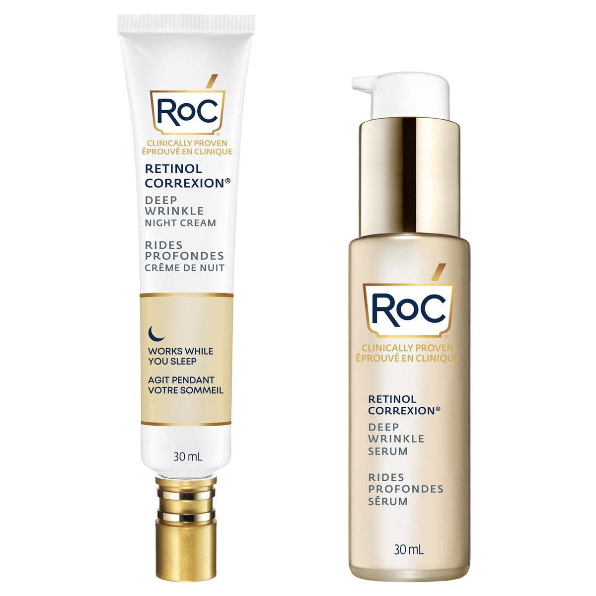 RoC Retinol Anti-Wrinkle Night Cream and Serum Set | Silver Hair Healthy Living Selection