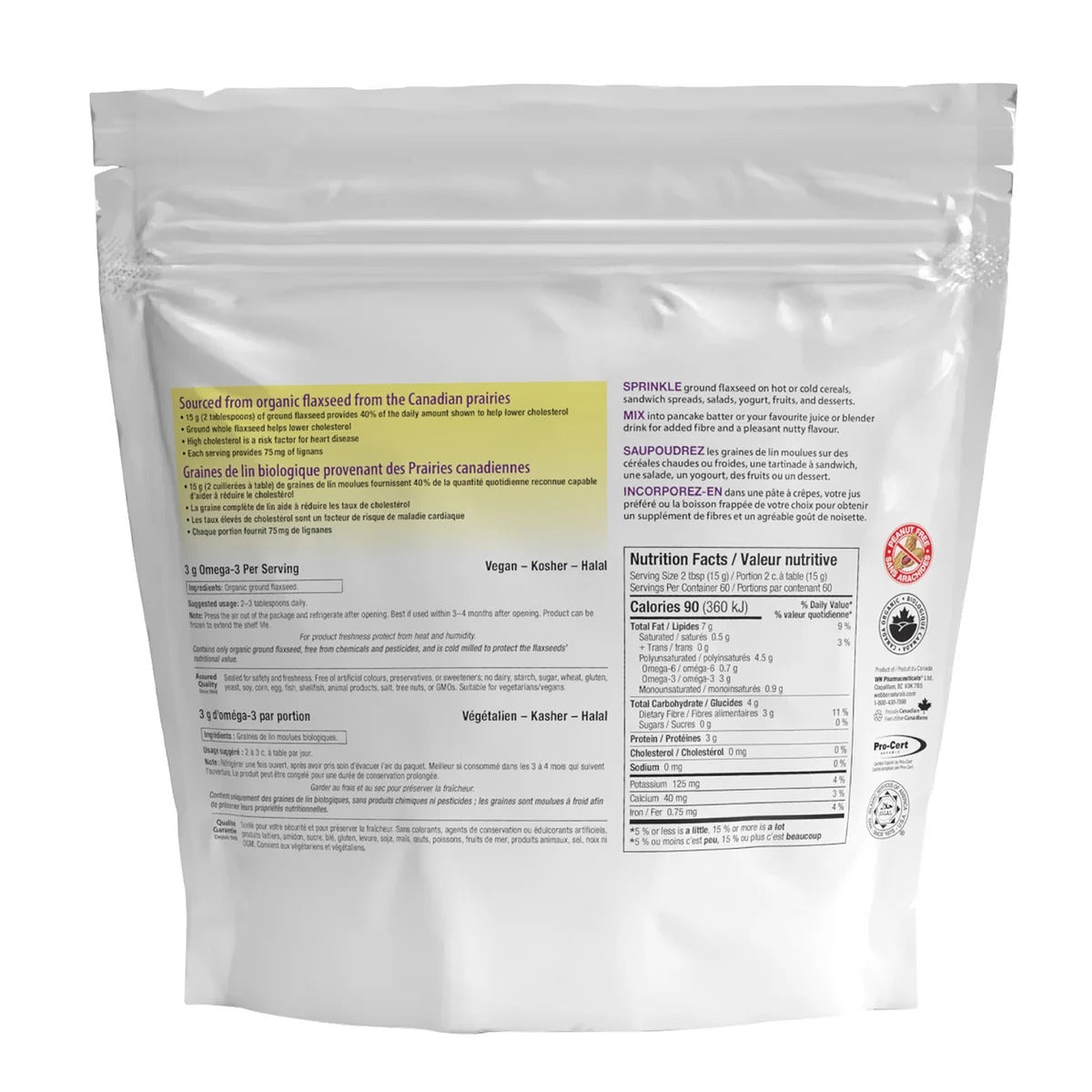 Webber Naturals 有機冷壓亞麻籽粉 (900g x 2包 特大裝) | 海外代購 - canadahk
