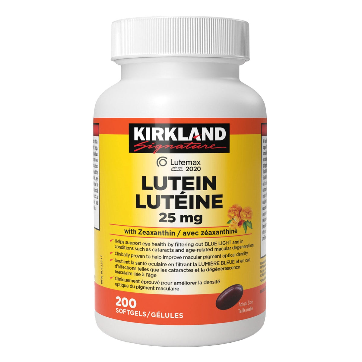 Kirkland Signature 葉黃素 25mg + 玉米黃素軟膠囊 (200粒) 產品圖片 1－Lohas 銀髮健康選品