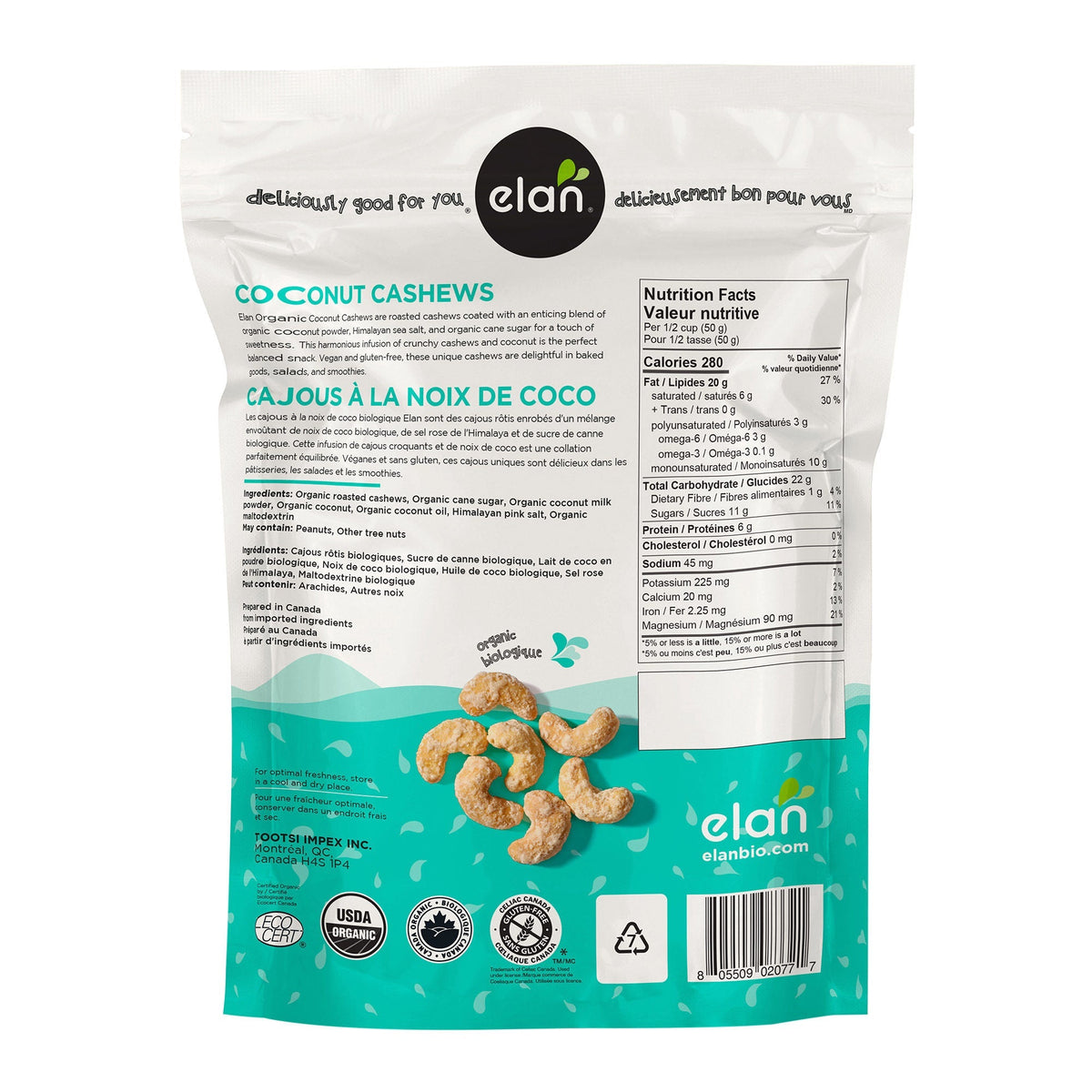 Elan 有機椰子腰果 無麩質 (550g x 2包) 產品圖片 2－Lohas 銀髮健康選品
