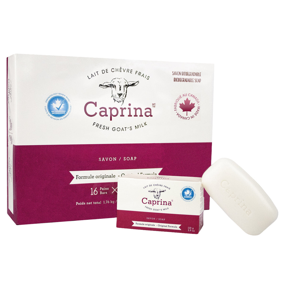 Caprina Goat Milk Moisturizing Soap | Daily Hand Washing and Bathing for Seniors 110g x 16