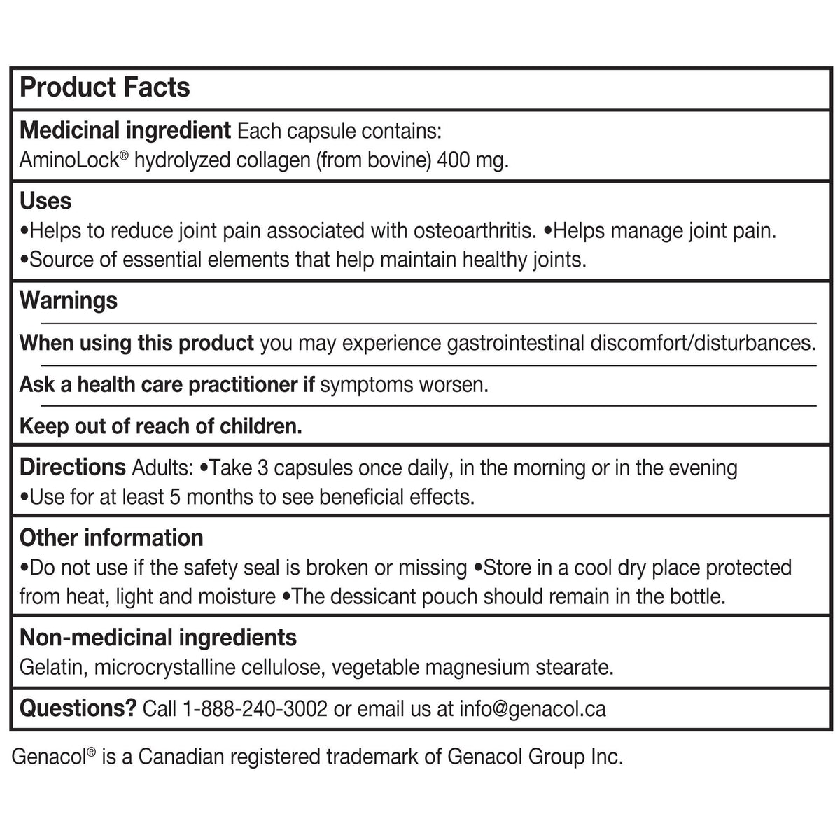 Genacol Original 原味水解膠原蛋白膠囊 (270粒) 產品圖片 2－Lohas 銀髮健康選品