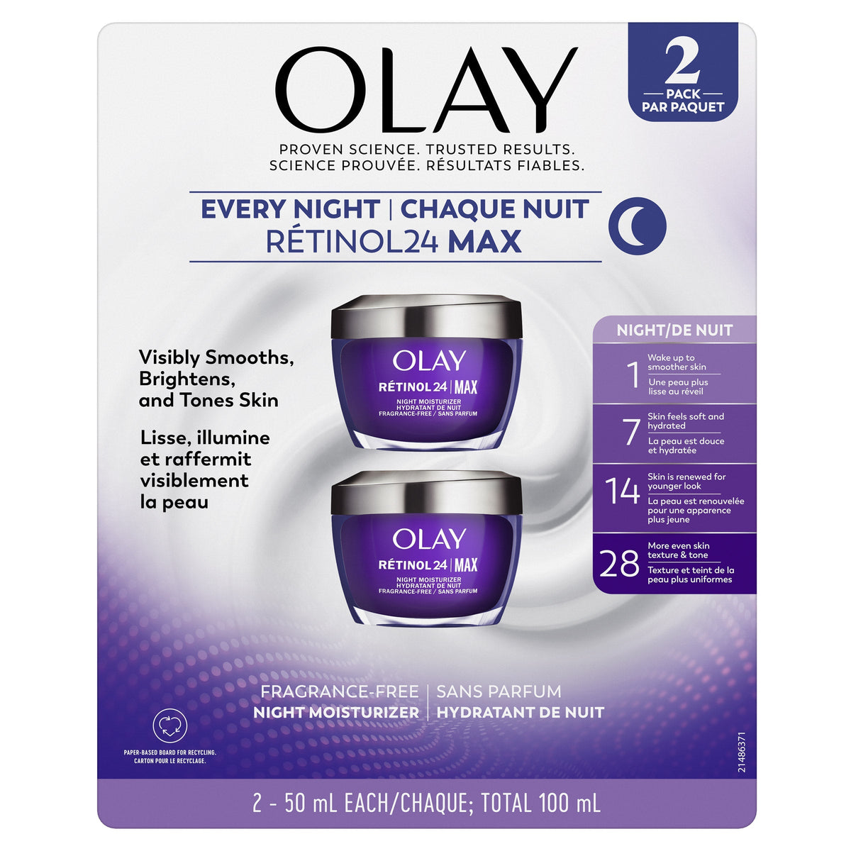 Olay Retinol24 MAX 視黃醇晚霜 (50mL x 2罐) 產品圖片 1－Lohas 銀髮健康選品