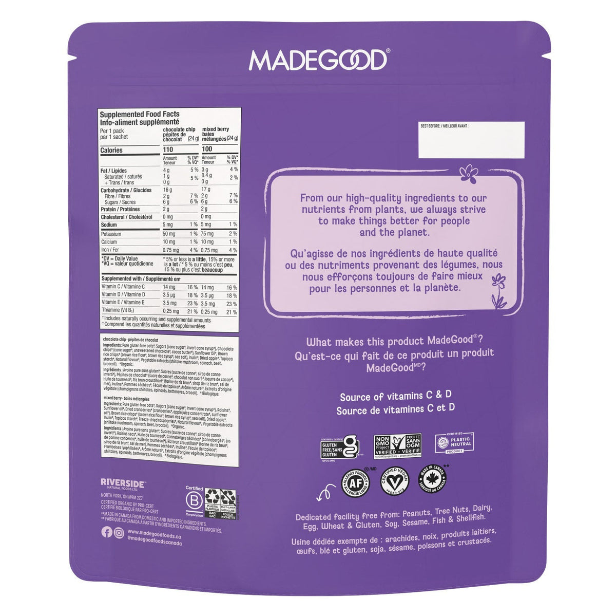MadeGood 有機 Granola Minis 燕麥脆脆小包 無堅果 (24g x 24包) 產品圖片 2－Lohas 銀髮健康選品