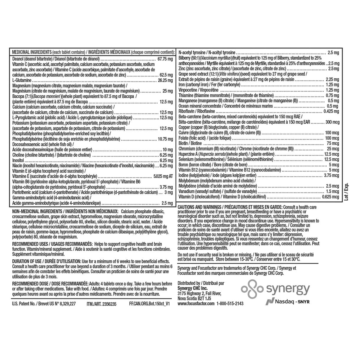 Focus Factor 美國 No.1 強效補腦營養片 (150粒) | 海外代購 - canadahk
