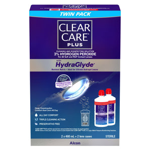 Clear Care Plus HydraGlyde 雙氧水隱形眼鏡深層潔淨消毒液 (480mL x 2 + 鏡盒 x 2) 產品圖片 2－Lohas 銀髮健康選品