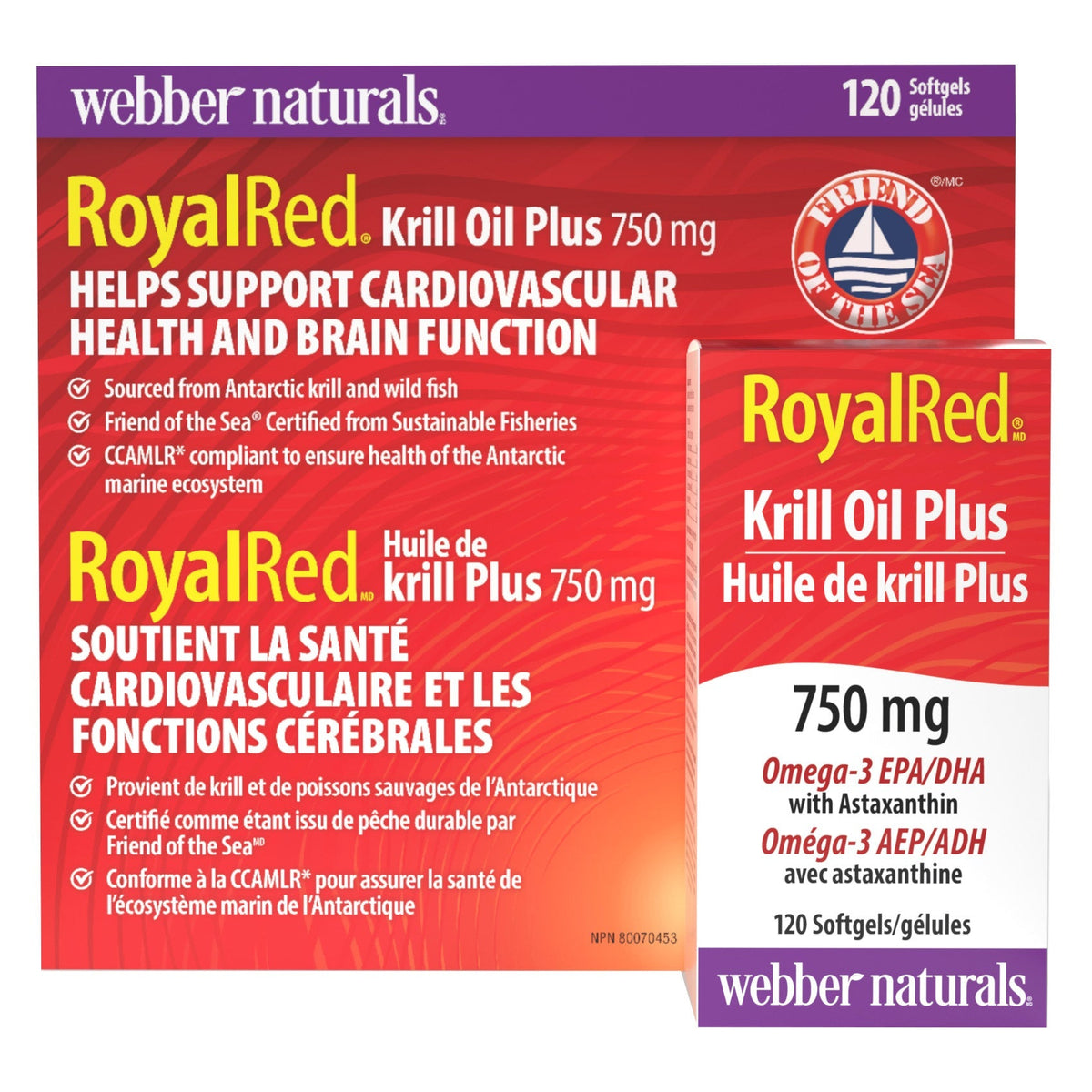 Webber Naturals Royal Red 磷蝦油 750mg + 蝦紅素 (120粒) 產品圖片 3