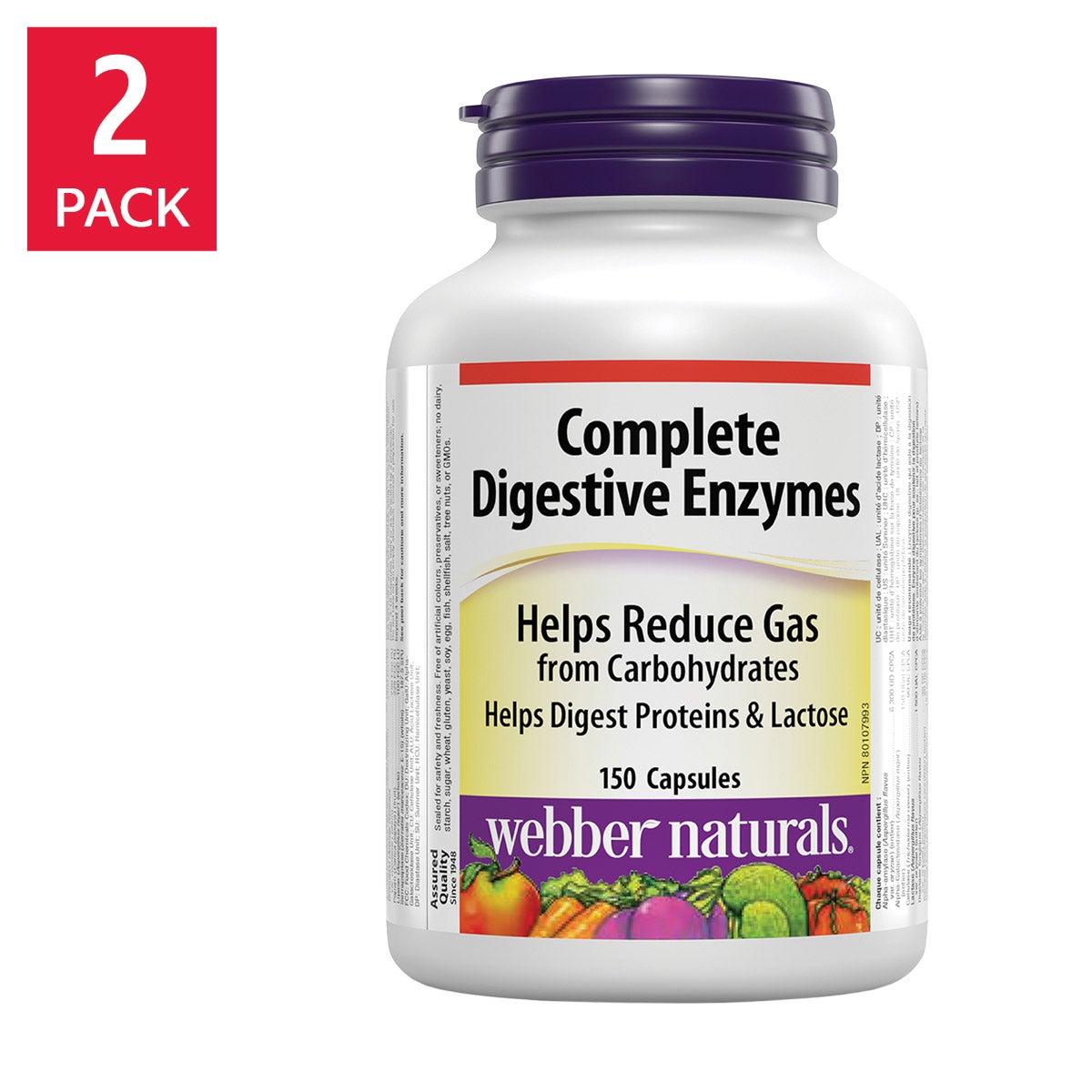 Webber Naturals Complete Digestive Enzymes (150 capsules x 2 bottles) | Overseas Procurement