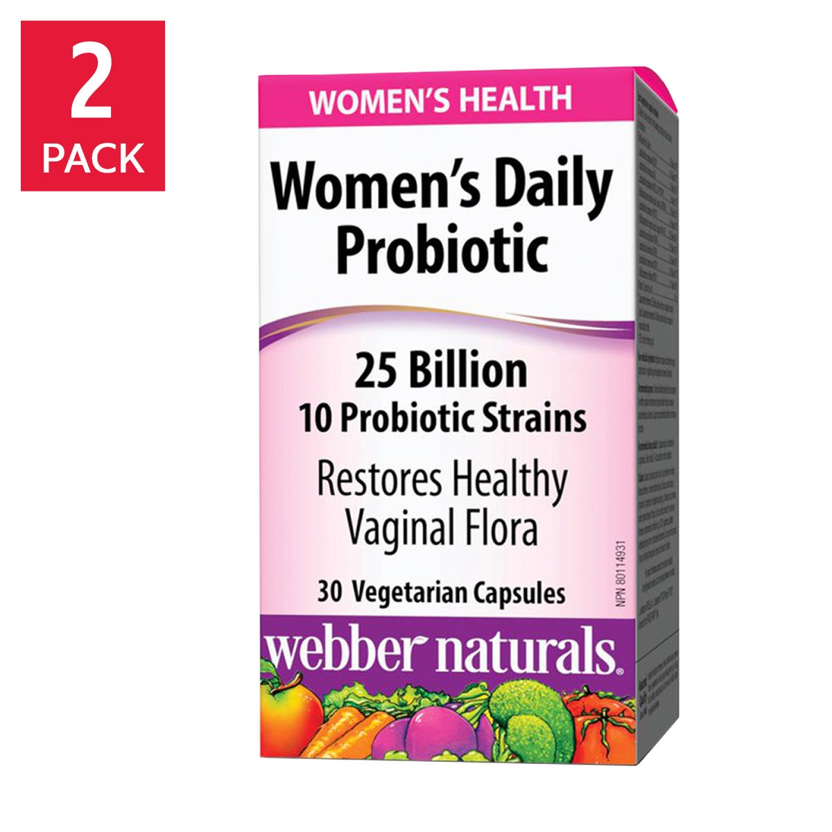 Webber Naturals Women’s Daily Probiotic 25 Billion CFU 10 Strains (30 Capsules x 2 Bottles) | Overseas Purchasing