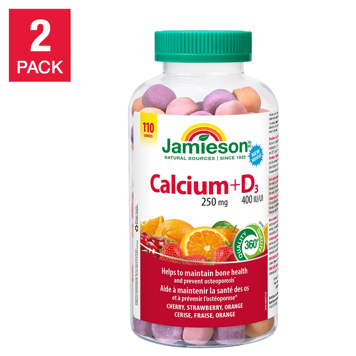Jamieson 鈣 + 維他命D3 軟糖 (110粒 x 2樽) 產品圖片 1－Lohas 銀髮健康選品