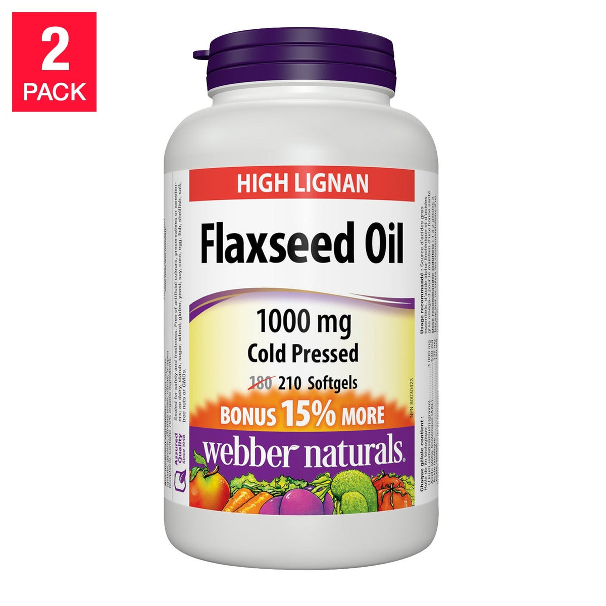 Webber Naturals Flaxseed Oil 1000 mg Softgels (210 Capsules x 2 Bottles) | Overseas Purchasing