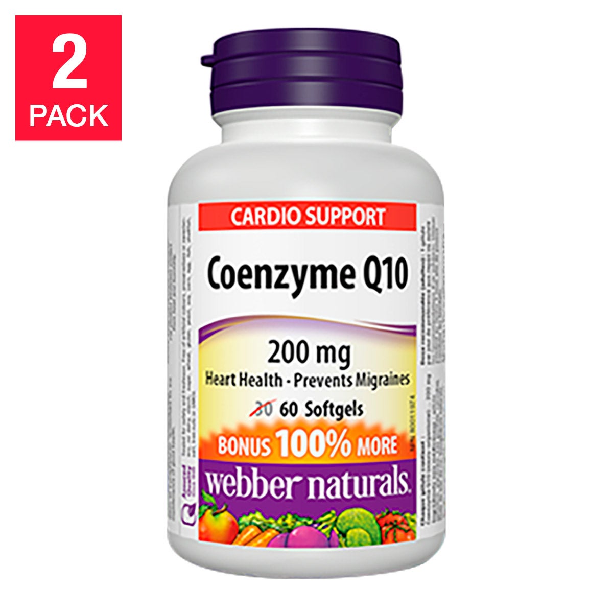 Webber Naturals Coenzyme Q10 200mg Softgels (60 capsules x 2 bottles) | Overseas Purchasing