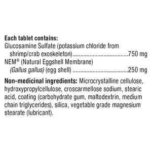 Webber Naturals 葡萄糖胺 + NEM® 天然蛋殼膜片 (60片 x 2樽) 產品圖片 3－Lohas 銀髮健康選品