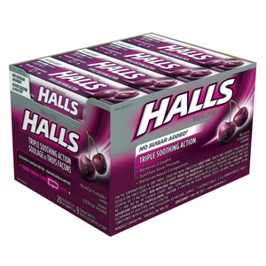 Halls 黑櫻桃味無添加糖潤喉糖 (9粒 x 20包) 產品圖片 2