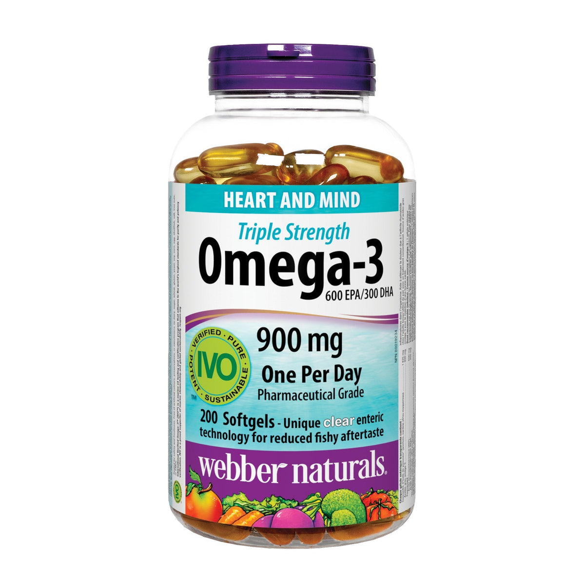 Webber Naturals Triple Strength Omega-3 Fish Oil Softgels 600mg EPA + 300mg DHA (200 count)