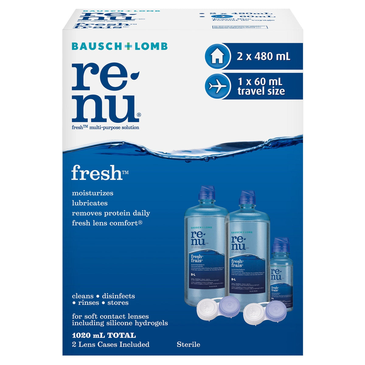 Renu Fresh 多功能隱形眼鏡護理液 (480mL x 2 + 60mL + 鏡盒 x 2) 產品圖片 1－Lohas 銀髮健康選品