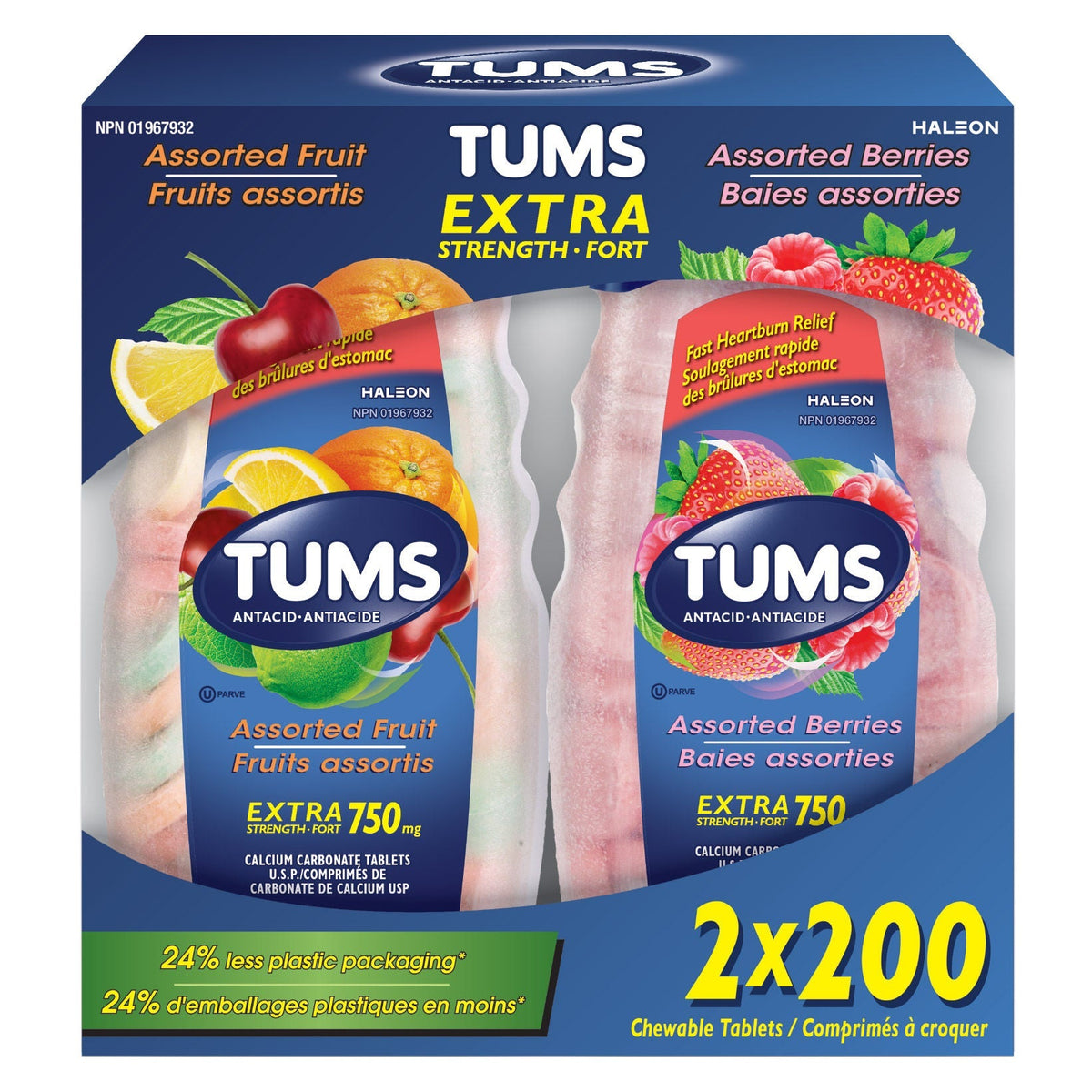 Tums Extra Strength 特強抗酸胃藥咀嚼片 (200片 x 2樽) 產品圖片 1－Lohas 銀髮健康選品