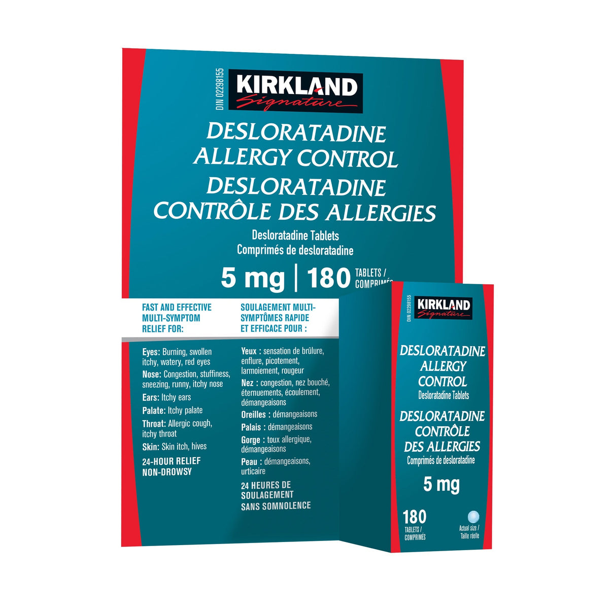 Kirkland Signature Desloratadine 24-Hour Non-Drowsy Allergy Relief Tablets, 5mg (180 Tablets) | Overseas Purchasing