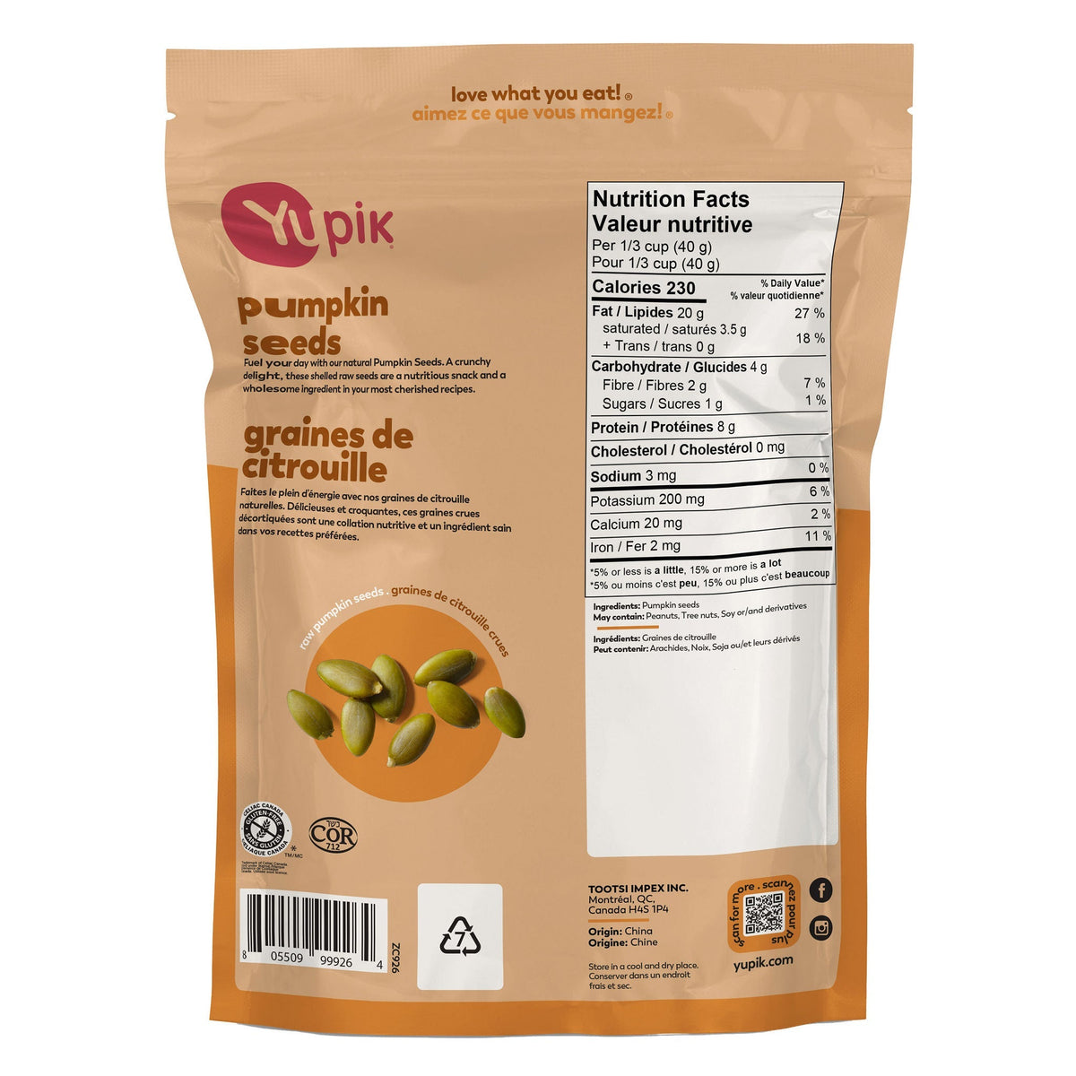 Yupik 生南瓜籽仁 無鹽無添加糖 (2kg) 產品圖片 3－Lohas 銀髮健康選品