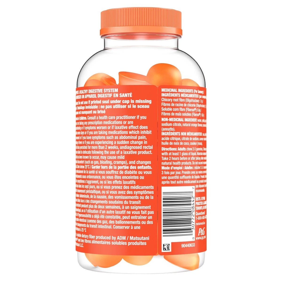 Metamucil Fiber Gummies 植物性益生元纖維橙味咀嚼軟糖 (180 粒裝) - canadahk