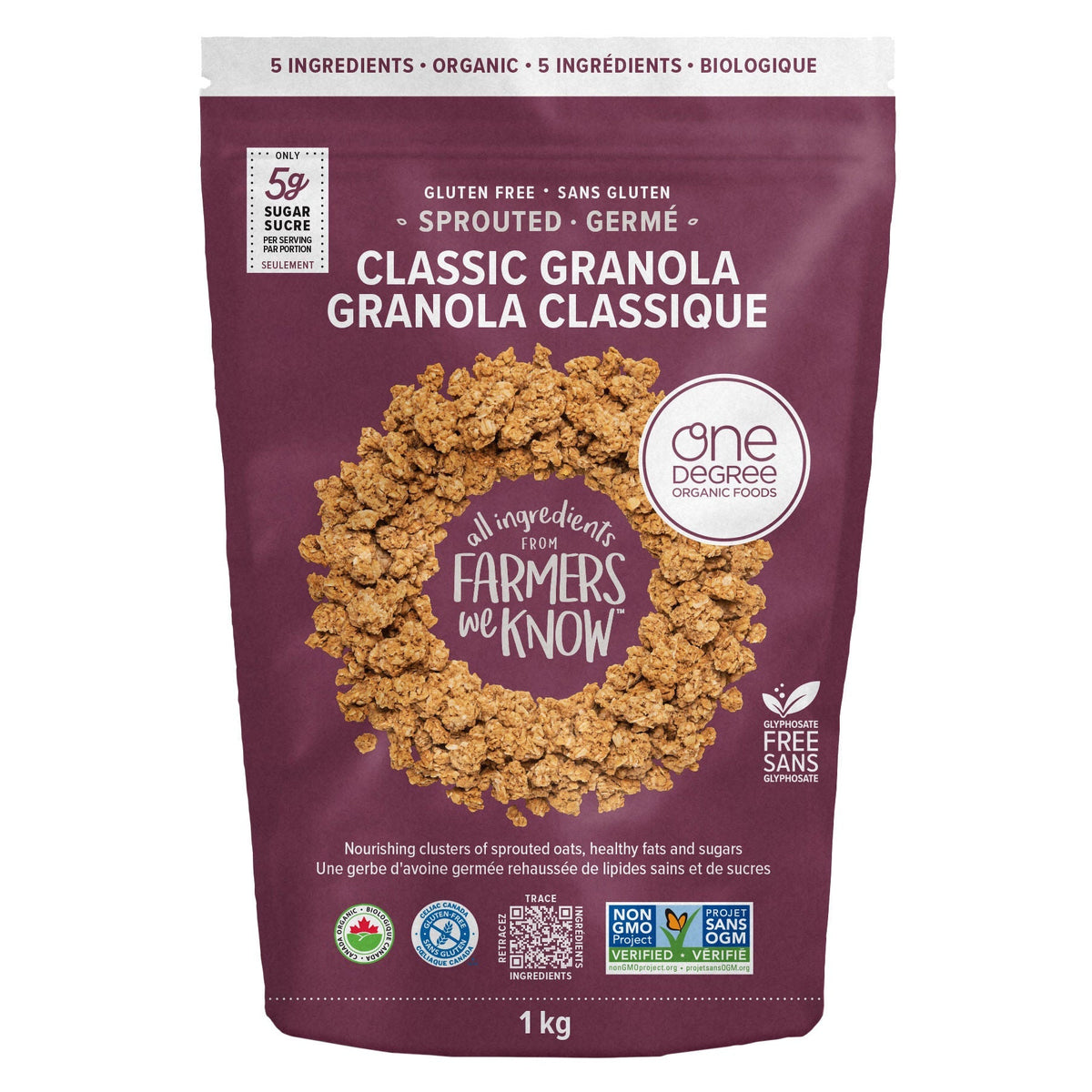 One Degree 有機發芽燕麥 Classic Granola 脆脆 低糖配方 (1kg) 產品圖片 1－Lohas 銀髮健康選品