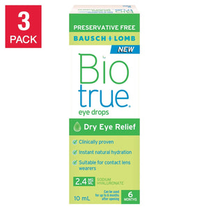 Bausch + Lomb Biotrue 無防腐劑保濕眼藥水 (含透明質酸) 30ml (10ml x 3支) | 海外代購 - canadahk