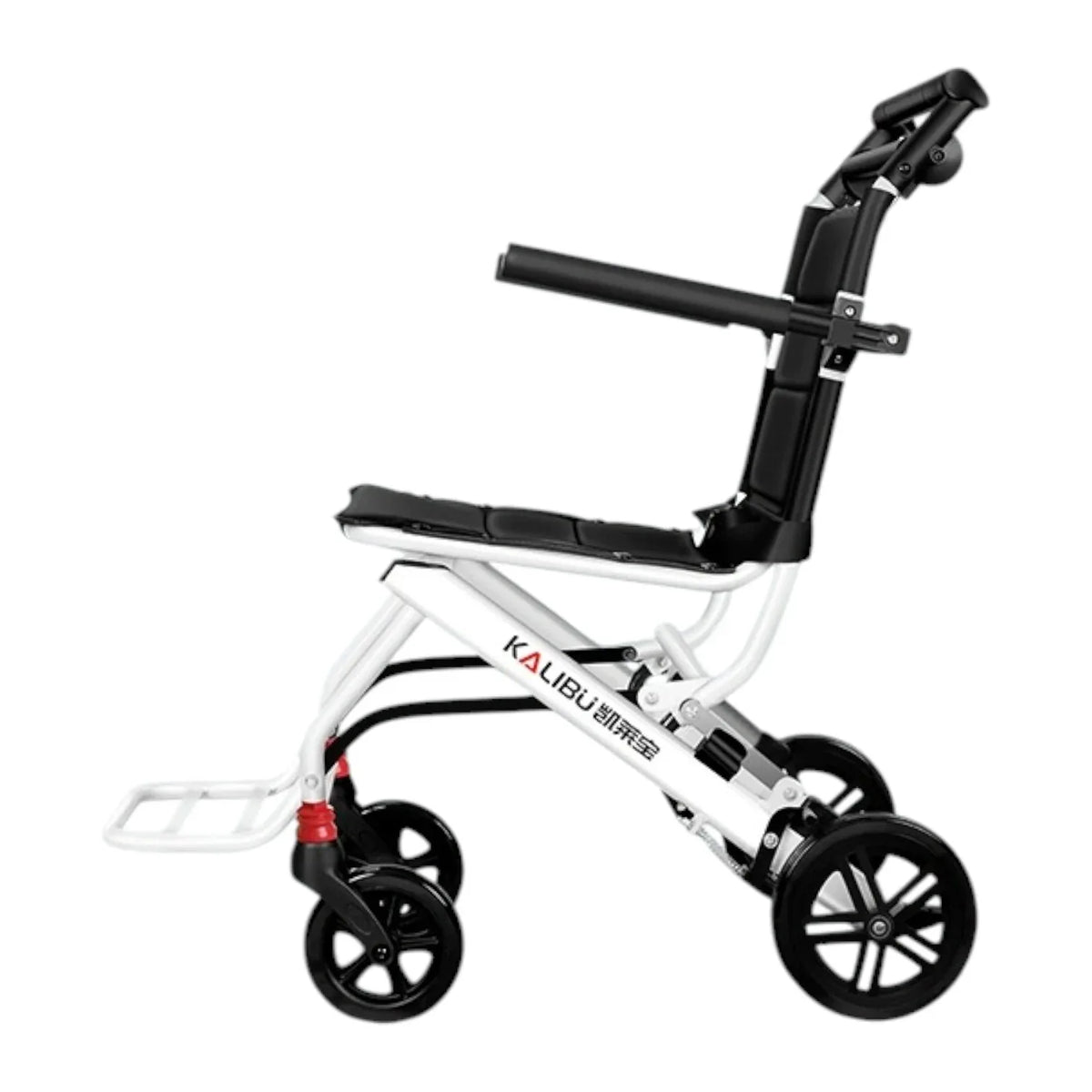 KALIBU Lightweight Shock-Damping Aluminum Alloy Push Wheelchair (Standard White)