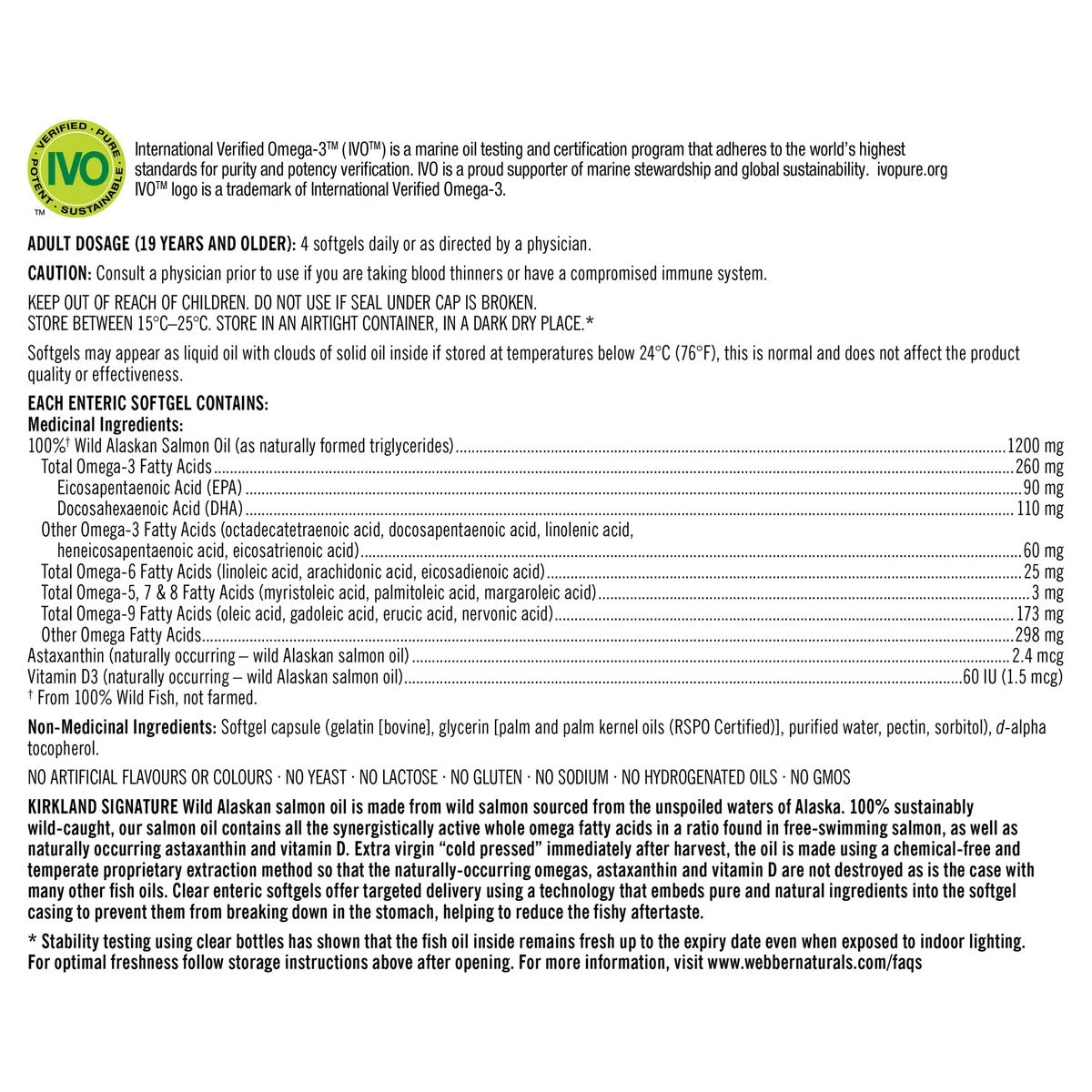 Kirkland Signature 100% 野生阿拉斯加三文魚油 (整魚萃取) 1200mg (320粒 軟膠囊) | 海外代購 - canadahk