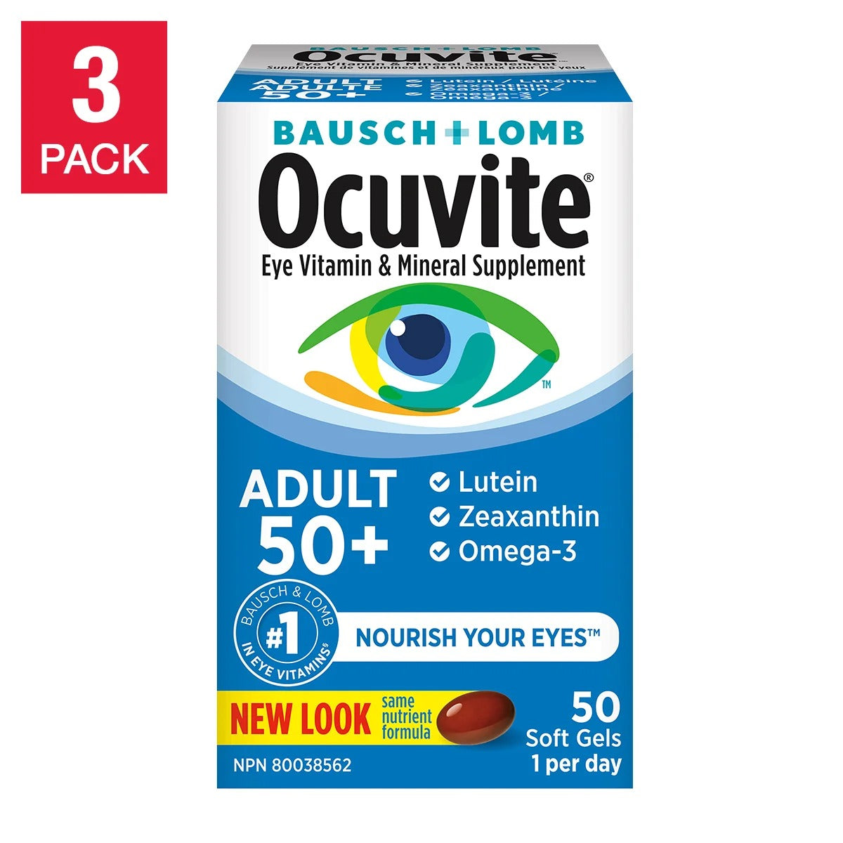 Bausch + Lomb Ocuvite Adult 50+ Eye Vitamins & Minerals (150 Mini Softgels) | International Purchase