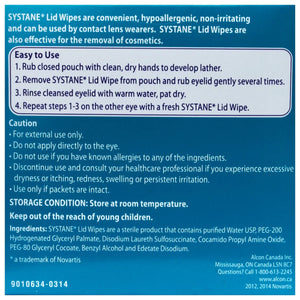 Systane 專業眼瞼清潔濕巾 (去油/卸妝/防眼乾) 96片 (32片 x 3盒) - canadahk