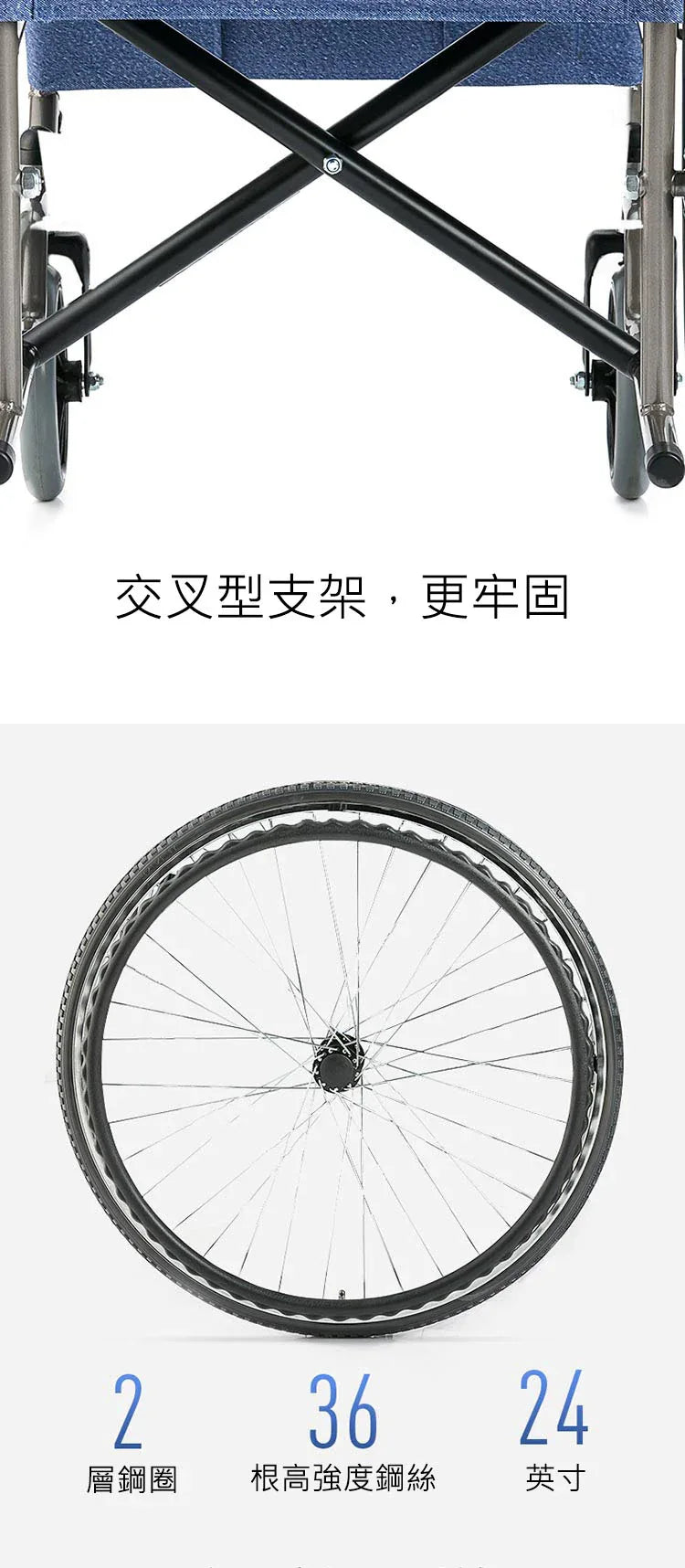 YUWELL 魚躍 H051 可摺疊輕便手推輪椅 (藍色) - 樂耆同行 Lohas Elderly－香港樂齡長者用品專門店