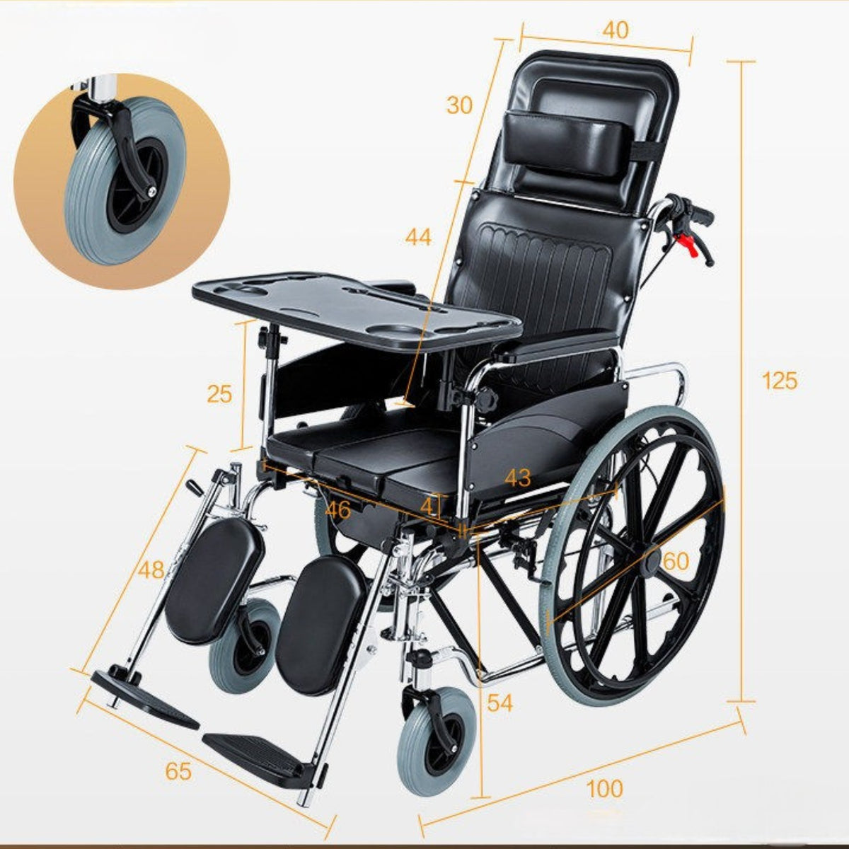 Cofoe Multi-functional High-Back Care Wheelchair - Shock-Absorbing Upgraded Version (Style 2)