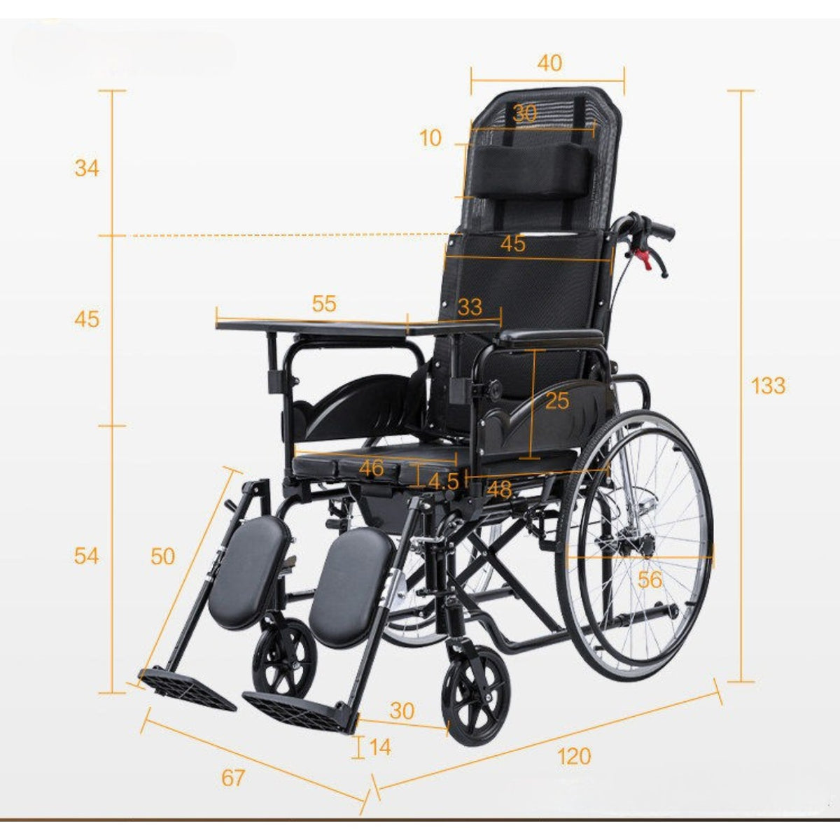 Cofoe Multi-functional High Back Nursing Wheelchair - Comfortable Aluminum Alloy (Style 3)