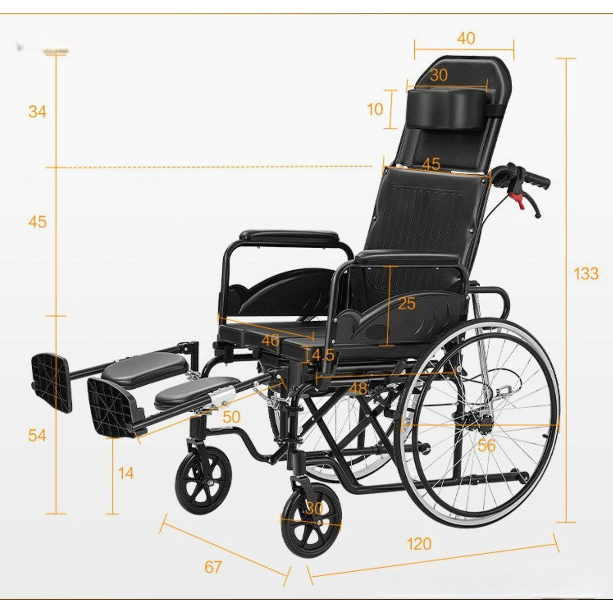 Cofoe Multi-functional High-Back Care Wheelchair - Lightweight Aluminum Alloy Model (Style 4)