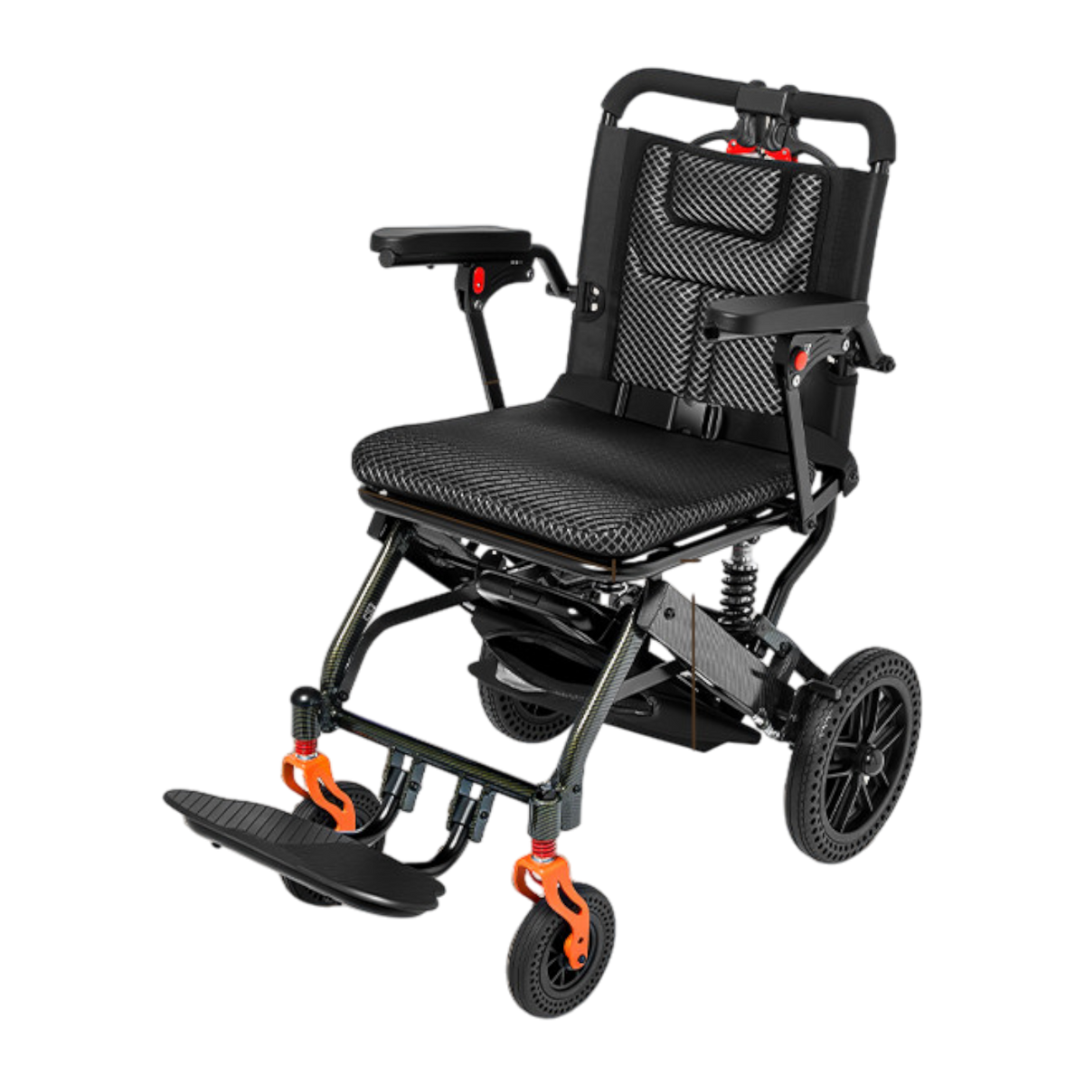 Cofoe Carbon Fiber Transfer Ultralight Wheelchair - (Type C) (8-fold Shock Absorption / Honeycomb Large Wheels / Extended Pull Rod)